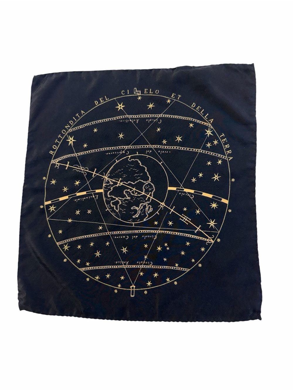 Fornasetti Milano Silk Pocket Square Celestial Astronomical Print Made in Italy